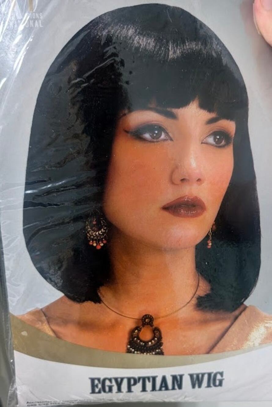 NWT Womens Egyptian Wig Black Bob with Bangs Halloween Cosplay Cleopatra Costume